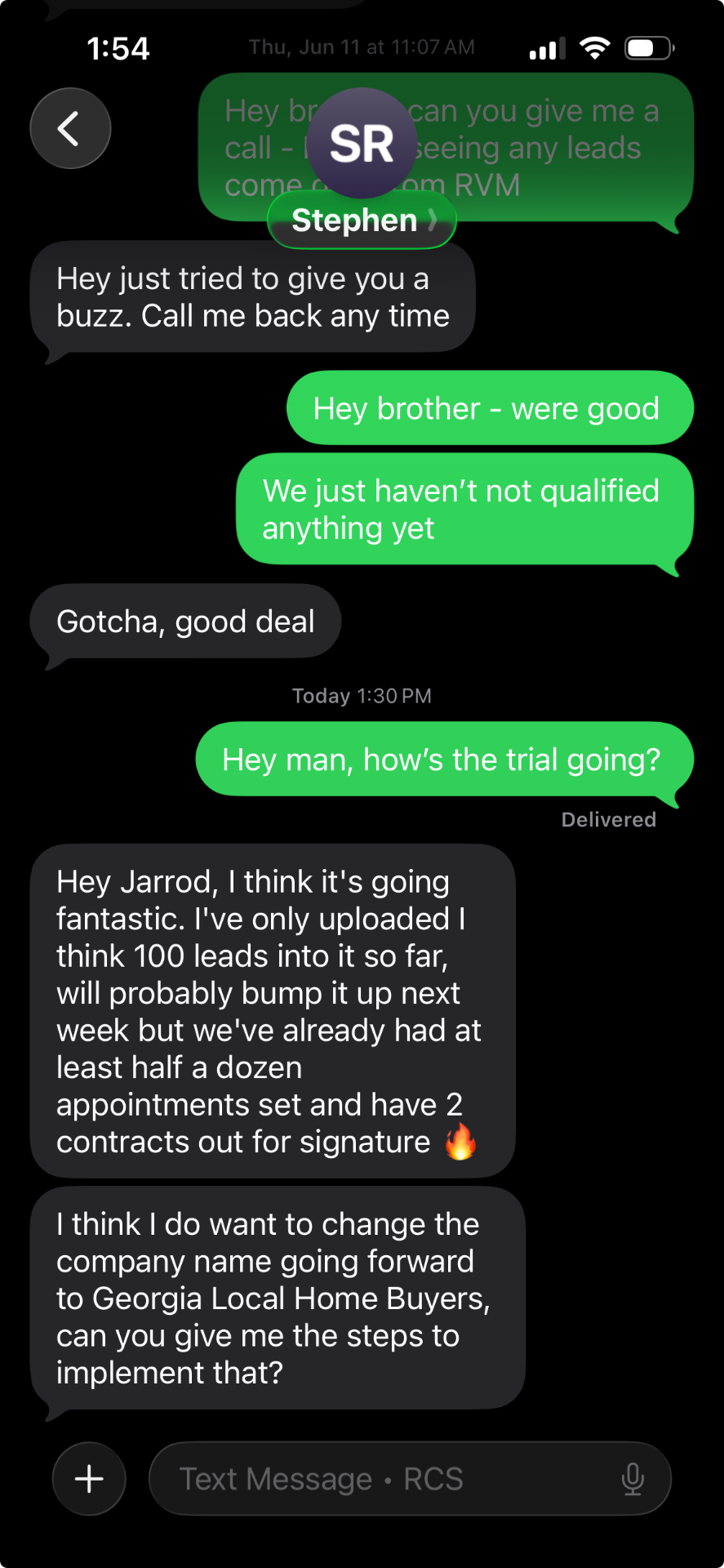 Operator testimonial — 2 contracts out for signature
